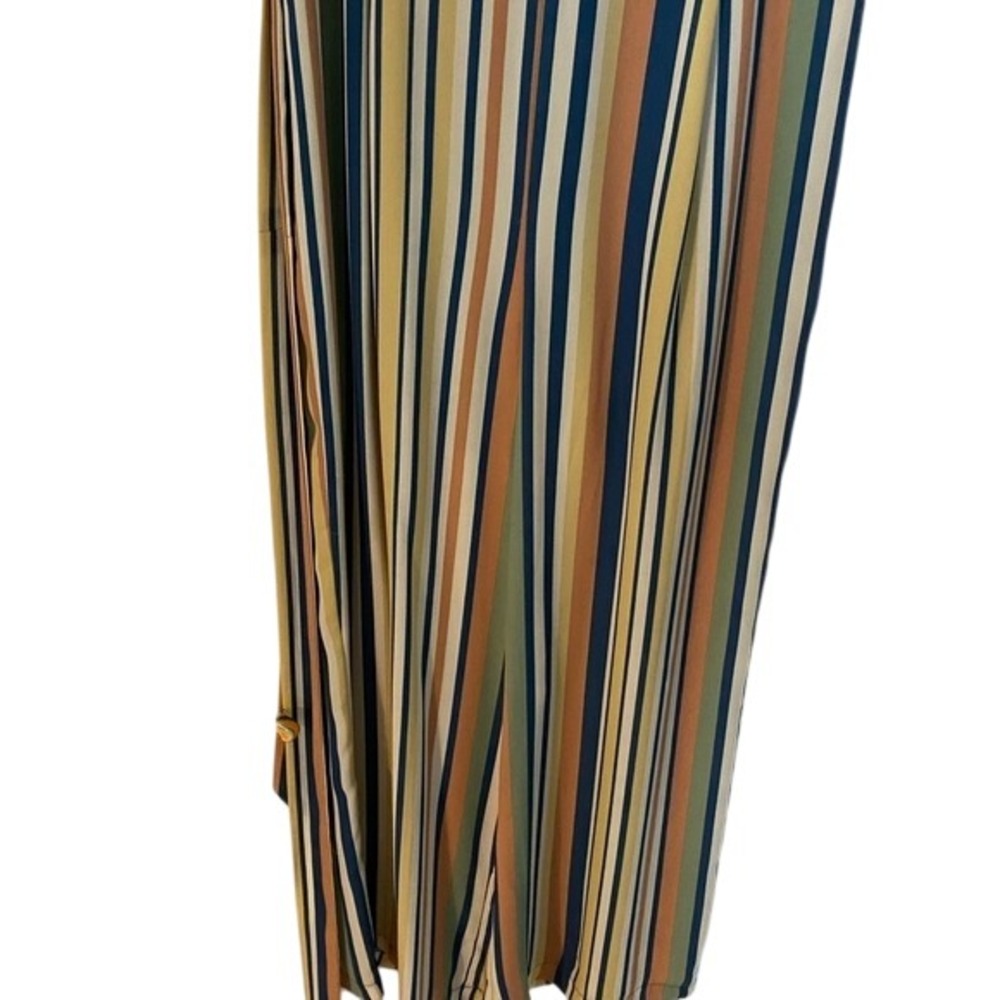 Paige & Sky Romper Jumpsuit Striped V Neck Ruffle Sleeve Wide Leg‎ - Picture 3 of 6
